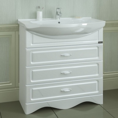 Тумба с раковиной СанТа Верона 85 3 ящика Белая