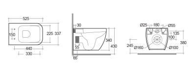 Унитаз RAK Ceramics Metropolitan MP13AWHA/YFG100A подвесной с сиденьем Микролифт
