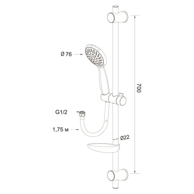 Душевой гарнитур Latuno L80055 Хром