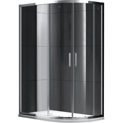 Душевой уголок Gemy Victoria 120х80 радиальный ассиметричный две дверцы профиль Хром стекло прозрачное