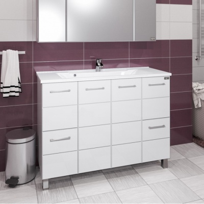 Тумба с раковиной СанТа Омега 120 4 ящика Белая