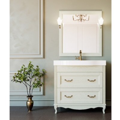 Комплект мебели для ванной ValenHouse Лиора 90 LK90_СБ Слоновая кость ручки Бронза