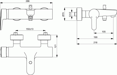 Смеситель для ванны Ideal Standard Connect B9921AA Хром