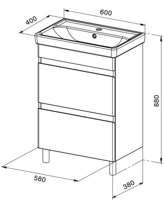 Тумба с раковиной Orange Lyon 60 TLNF 60 Белая