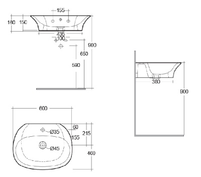 Раковина RAK Ceramics Sensation 60 SENWB6001AWHA Белая