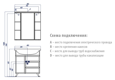 Тумба под раковину Акватон Эмили 80 М 1A056401EM010 Белая