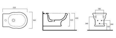 Биде TW Bristol TWBR52bi С одним отверстием под смеситель
