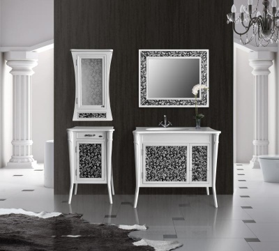 Тумба Атолл Валенсия 100 New bianco (черная патина) Bianco (черная патина)