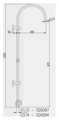 Душевая штанга Rav Slezak SD0097 хром, подвод воды G1/2