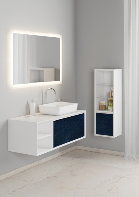 Шкаф пенал SanVit Стайл 32 с фактурой под дерево подвесной Карпатская ель