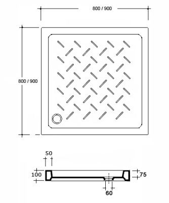 Керамический душевой поддон RGW CER CR-088 80x80x10 Белый