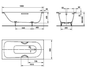 Стальная ванна Kaldewei Saniform Plus Star 337 180х80 с отверстиями под ручки с покрытием Easy-clean