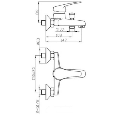 Смеситель для ванны Agger Exact A2110000 Хром
