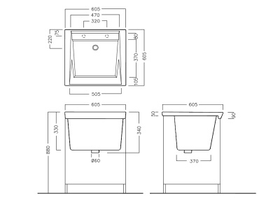Тумба под хозяйственную раковину Hatria Complementi 60x60x88 Белая