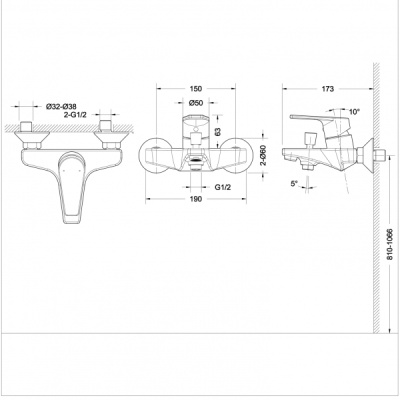 Смеситель для ванны Bravat Line F65299C-B-RUS Хром
