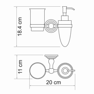 Стакан для зубных щеток с дозатором жидкого мыла WasserKRAFT Ammer K-7089 Хром матовый