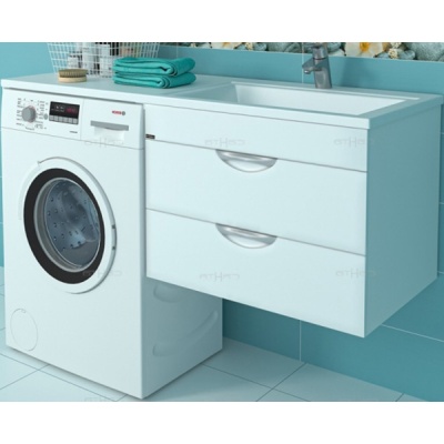 Тумба с раковиной СанТа Лидер 130 R 700259+900115 подвесная Белая