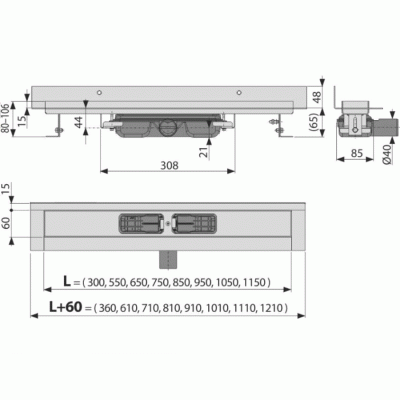 Душевой лоток Alcaplast Wall Low APZ116-1150 без решетки