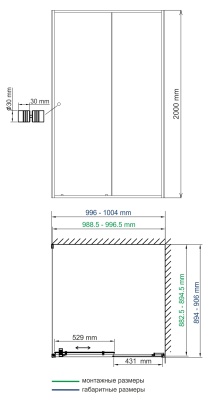 Душевой уголок WasserKRAFT Dill 61S22 100x90 профиль Черный стекло прозрачное