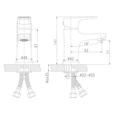 Смеситель для раковины Rossinka RS31-11 Хром