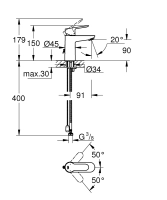 Смеситель для раковины Grohe BauEdge 23329000 Хром