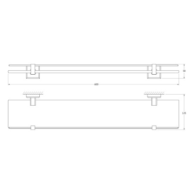 Стеклянная полка Artwelle Hagel 60 992760 Хром