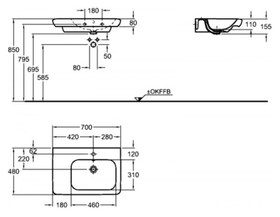 Раковина Geberit (Keramag) it! 122970000 Белая