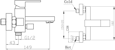 Смеситель для ванны Raiber R0050 Хром