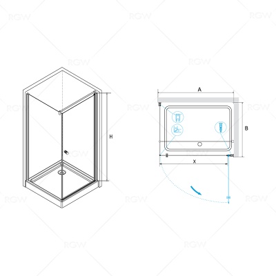 Душевой уголок RGW Passage PA-33 90x90 профиль Хром стекло прозрачное