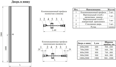 Душевая дверь в нишу Radomir 80 1-10-2-0-0-1260 профиль Хром стекло прозрачное