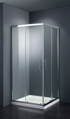 Душевой уголок Black&White Stellar Wind S102-800х800 квадратный профиль Серебристый хром стекло прозрачное