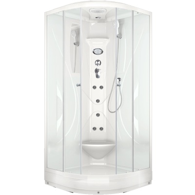 Душевая кабина Domani-Spa Elegance 90x90 DS01E99LACl10 с гидромассажем профиль Белый стекло прозрачное