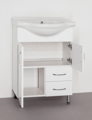 Тумба под раковину Style Line Эко Стандарт 10 2 Байкал 60 Белый глянец