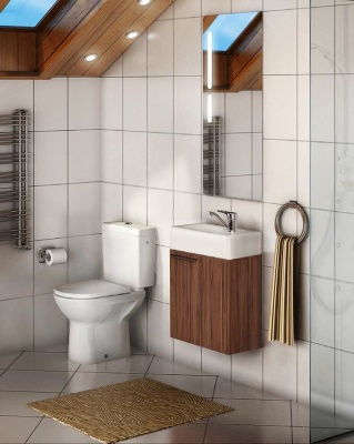 Тумба с раковиной Акватон Эклипс 46 со смесителем Agger Punctual A1602100 Эбони темный