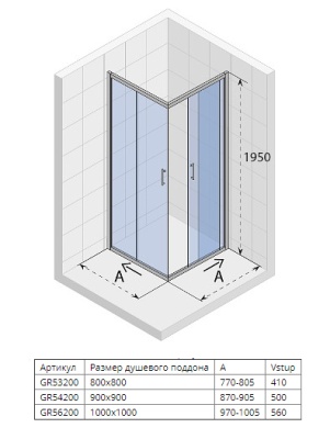 Душевой уголок Riho Hamar GR542 90x90 Хром