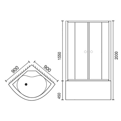 Душевой уголок BellSan Сатурн 90x90 профиль белый, стекло матовое