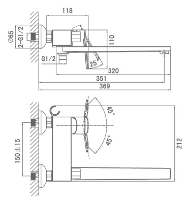 Смеситель для ванны D&K Lessing Rhein DA1323301 универсальный Хром