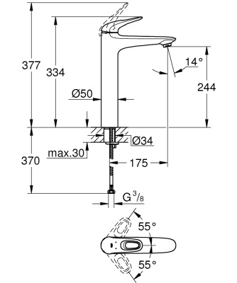 Смеситель для раковины Grohe Eurostyle 23570LS3 Белая луна Хром