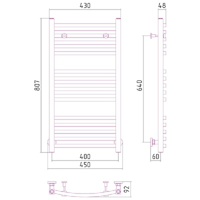 Водяной полотенцесушитель Сунержа Аркус 800х400 Хром