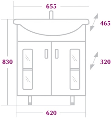 Тумба под раковину Onika Кристалл 65 Белая