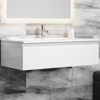 Тумба с раковиной SanVit Авеню-1 120 kavenu1120 в цвете Ral подвесная Белый глянец