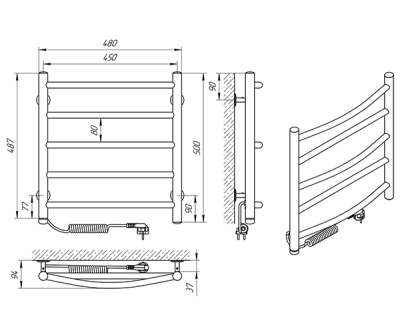Электрический полотенцесушитель Laris Микс П5 50х45 L 73207224 Хром