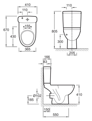 Унитаз Jacob Delafon Odeon Up 4956CK-00 без сиденья и бачка