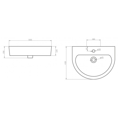 Раковина BelBagno Marino BB105L 56 Белая
