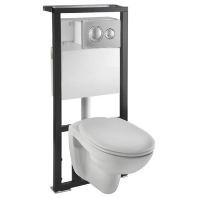 Комплект унитаза с инсталляцией Vitra Normus 9773B003-7203 с сиденьем и кнопкой смыва Хром Комплект унитаза с инсталляцией Vitra Normus 9773B003-7203 с сиденьем и кнопкой смыва Хром