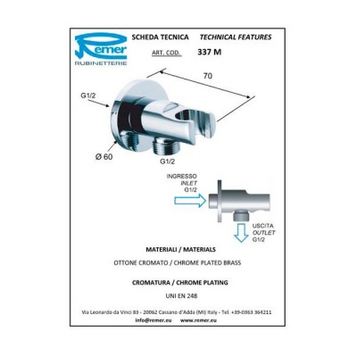 Держатель ручного душа Remer 337M Хром