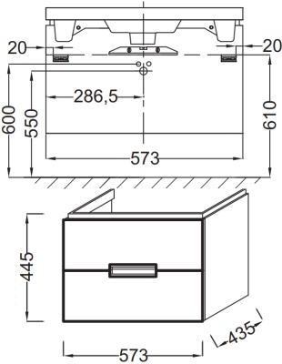Тумба под раковину Jacob Delafon Reve 60 EB1134-442 подвесная Серый антрацит