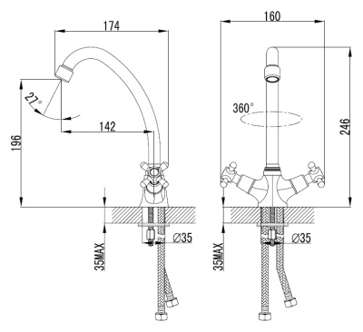 Смеситель для кухни Milardo Victoria VICSB00M05 хром