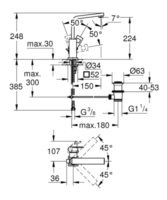 Смеситель для раковины Grohe Eurocube 23135000 Хром