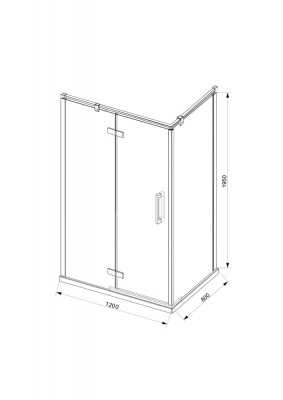Душевой уголок Bravat Black Line 80x120 BS120.3112AB профиль Черный стекло прозрачное